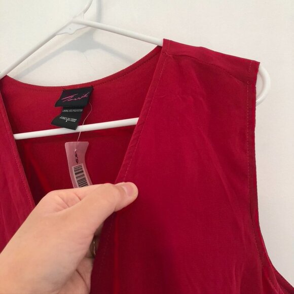 NEW NWT OLD TAG TORRID 1 Plus Size Surplice Chiffon Blouse Raspberry Pink Red 1X - Picture 9 of 15